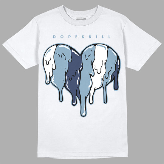 Jordan 1 Mid Diffused Blue DopeSkill T-Shirt Slime Drip Heart Graphic Streetwear - White 