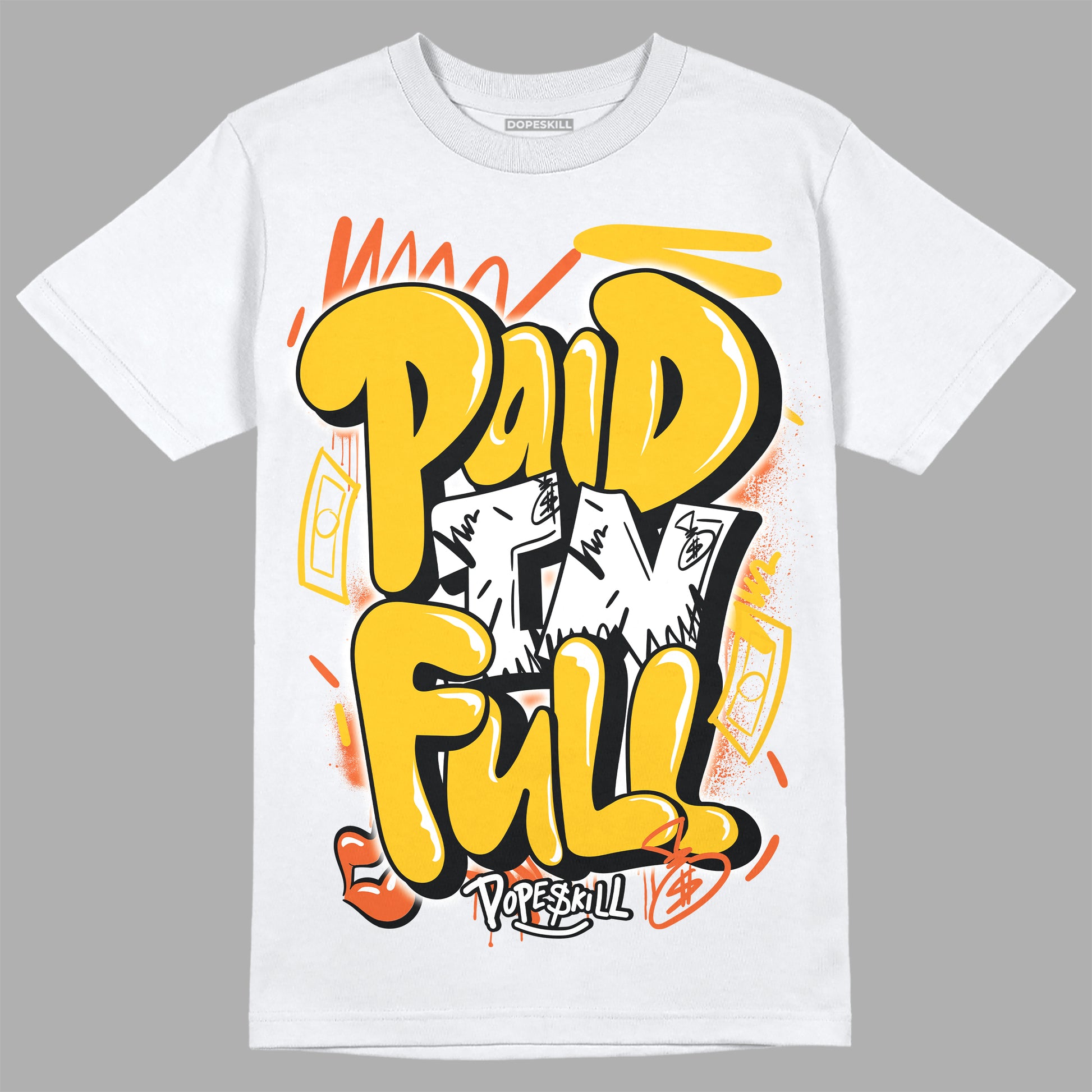 Yellow Sneakers DopeSkill T-Shirt New Paid In Full Graphic Streetwear - White