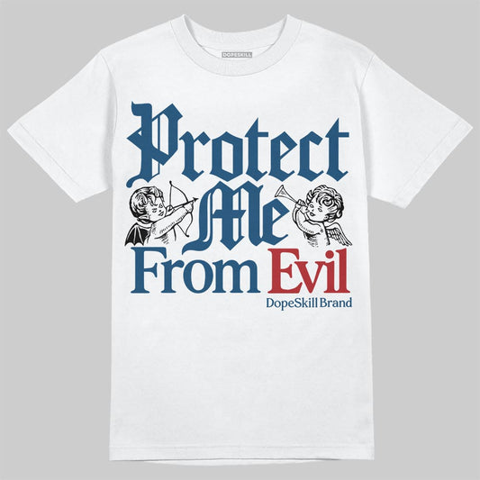 Jordan 12 Retro French Blue (2025) DopeSkill T-Shirt Protect Me From Evil Graphic Streetwear - White