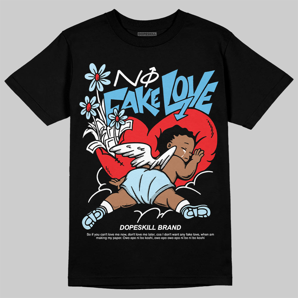 Jordan 11 Retro Legend Blue DopeSkill T-Shirt No Fake Love Graphic Streetwear - Black