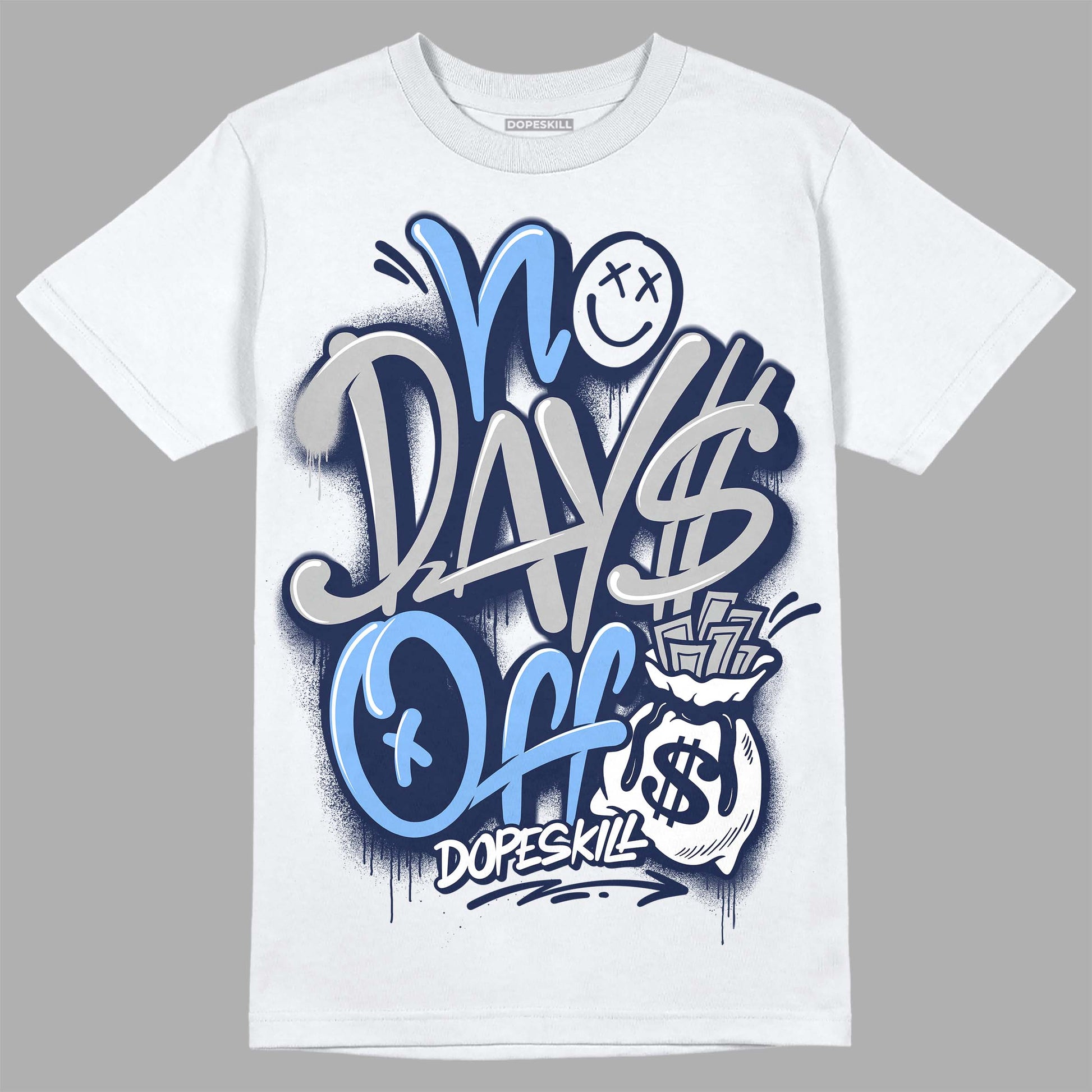 Jordan 5 Midnight Navy DopeSkill T-Shirt No Days Off Graphic Streetwear