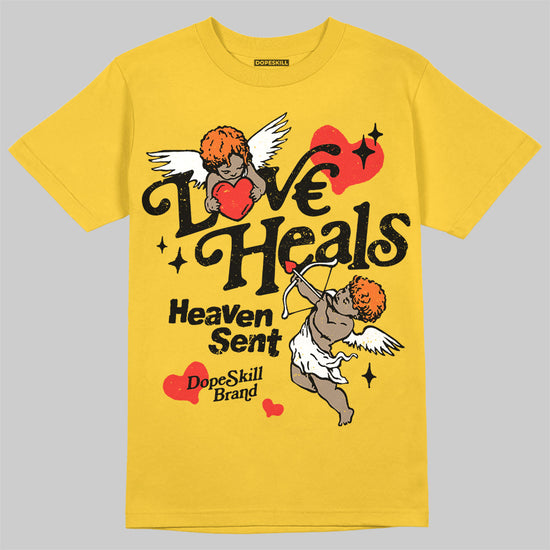 Jordan 4 Thunder DopeSkill T-Shirt New Love Heals Graphic Streetwear - Tour Yellow