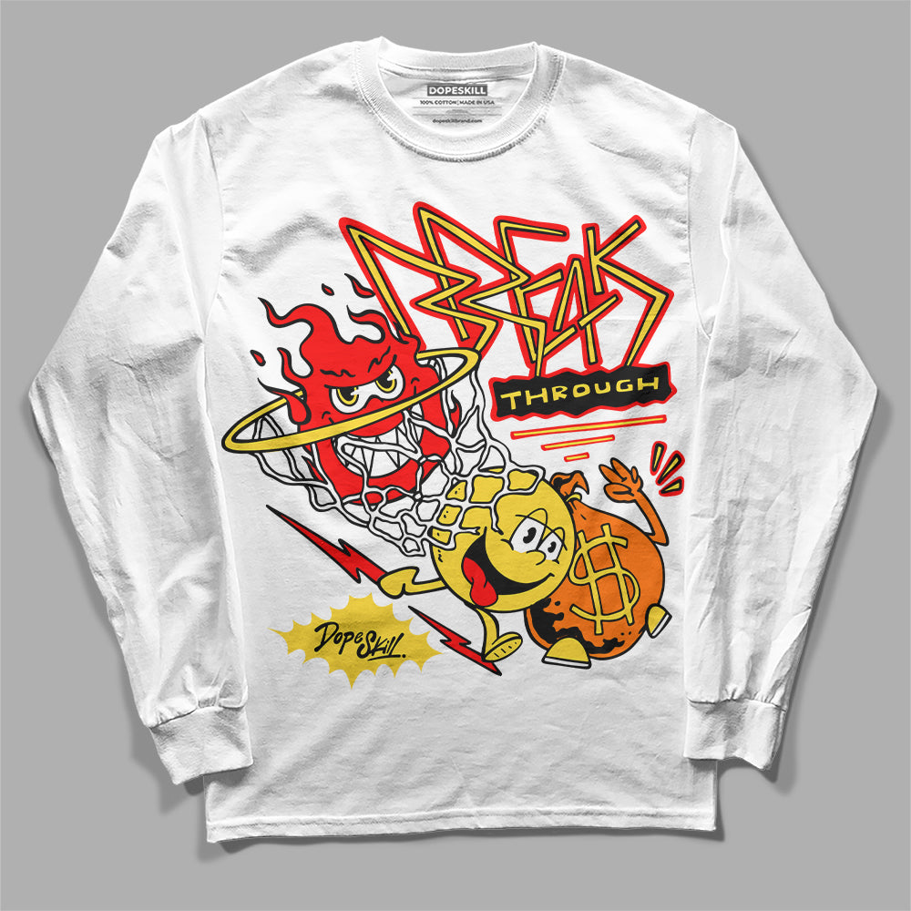 Jordan 4 Thunder DopeSkill Long Sleeve T-Shirt Break Through Graphic Streetwear - White