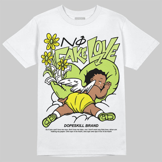 Jordan 13 Retro Bright Cactus DopeSkill T-Shirt No Fake Love Graphic Streetwear - White