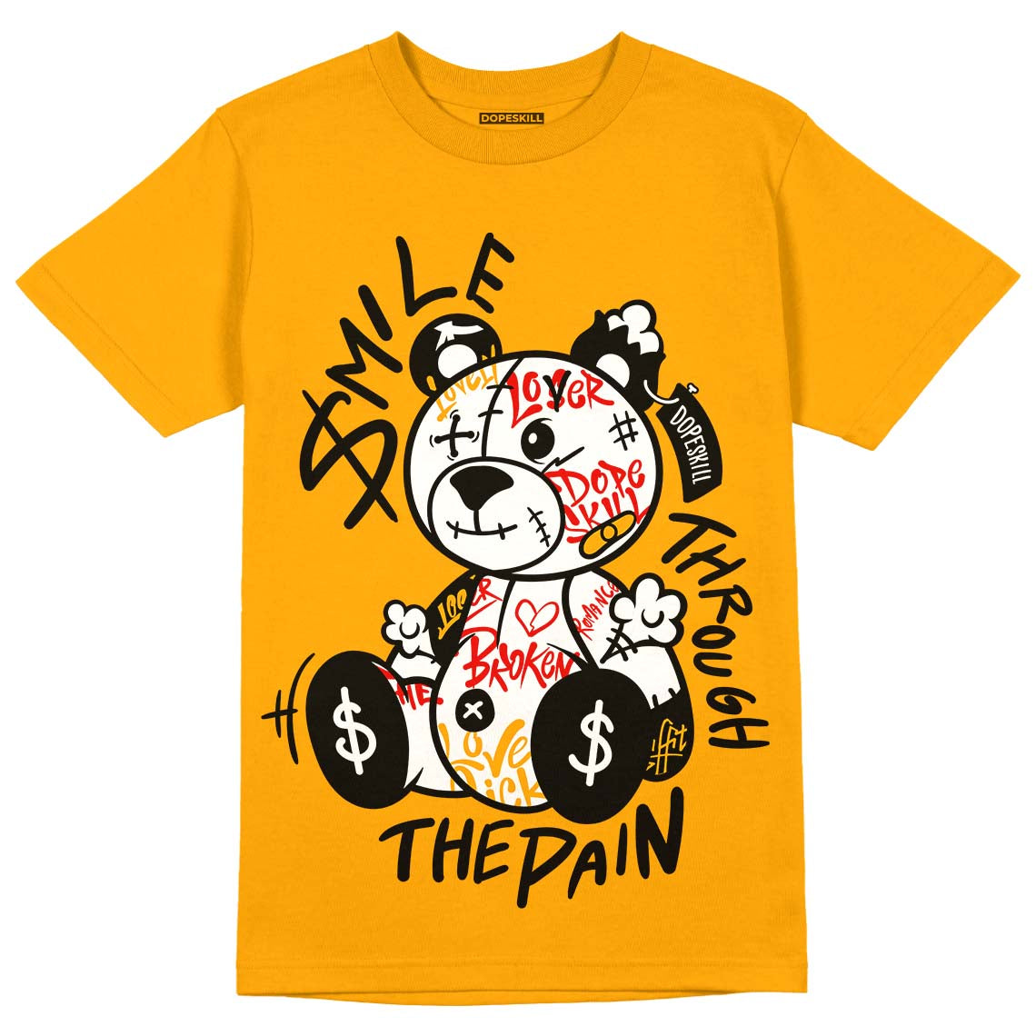 Jordan 1 High Yellow Toe DopeSkill Taxi T-shirt  Smile Through The Pain Graphic Streetwear