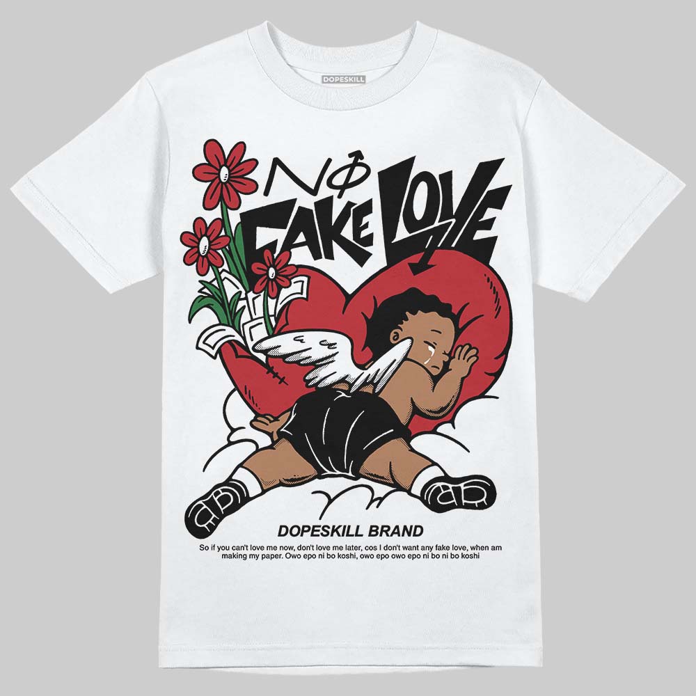 Jordan 14 Retro ‘Black Toe’ DopeSkill T-Shirt No Fake Love Graphic Streetwear - White