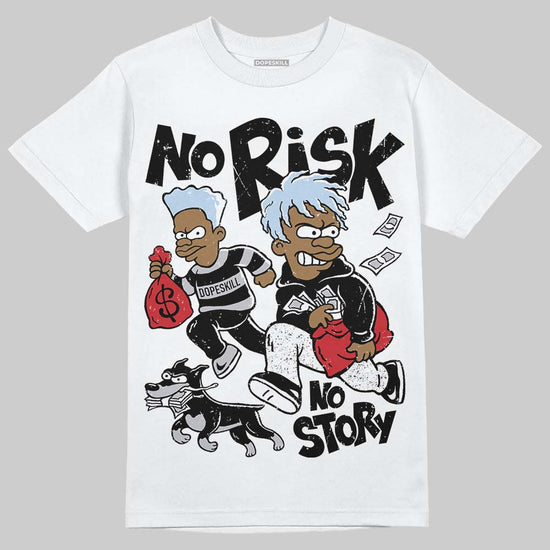 Jordan 5 Retro OG Black Metallic Reimagined DopeSkill T-Shirt No Risk No Story Graphic Streetwear - White