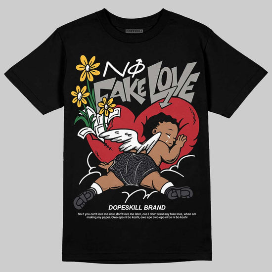 Jordan 3 Retro Black Cat DopeSkill T-Shirt No Fake Love Graphic Streetwear - Black