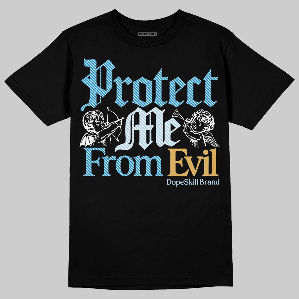 Jordan 4 Denim “Worn Blue” DopeSkill T-Shirt Protect Me From Evil Graphic Streetwear - Black
