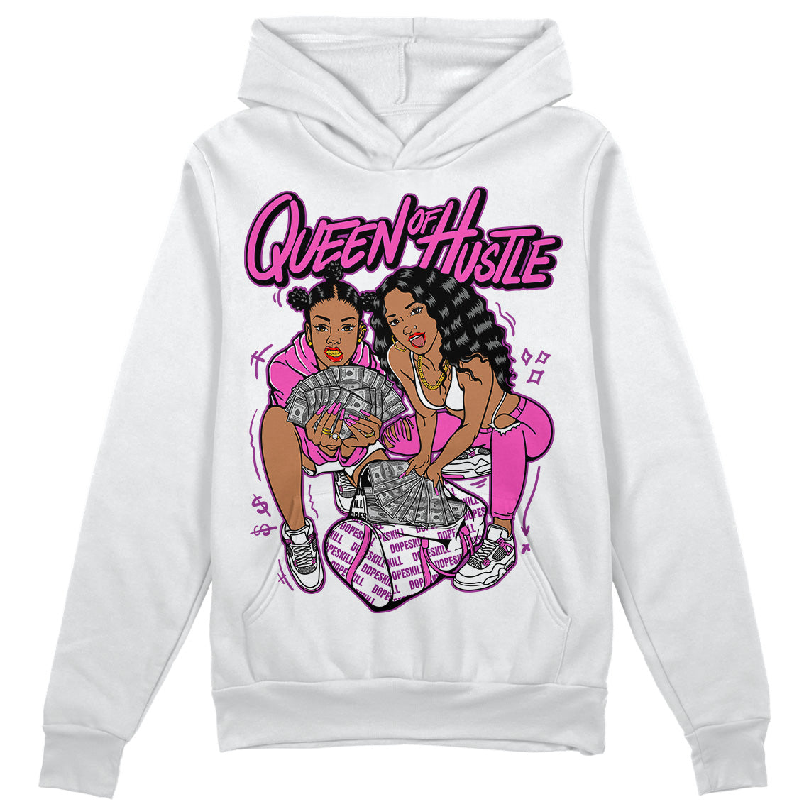 Jordan 4 GS “Hyper Violet” DopeSkill Hoodie Sweatshirt Queen Of Hustle Graphic Streetwear - Whitie