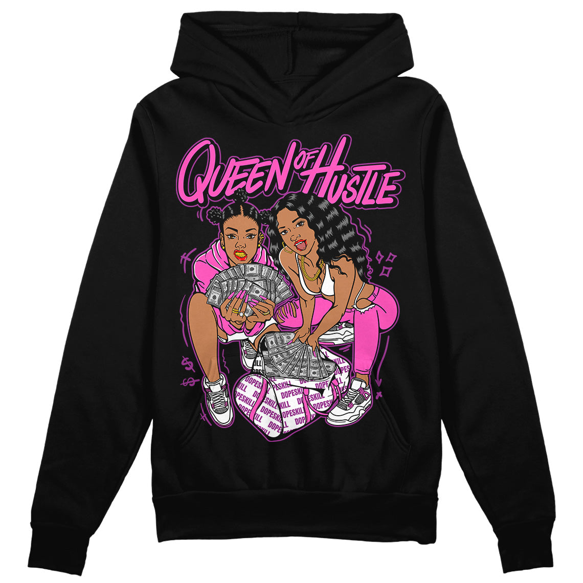 Jordan 4 GS “Hyper Violet” DopeSkill Hoodie Sweatshirt Queen Of Hustle Graphic Streetwear - Black