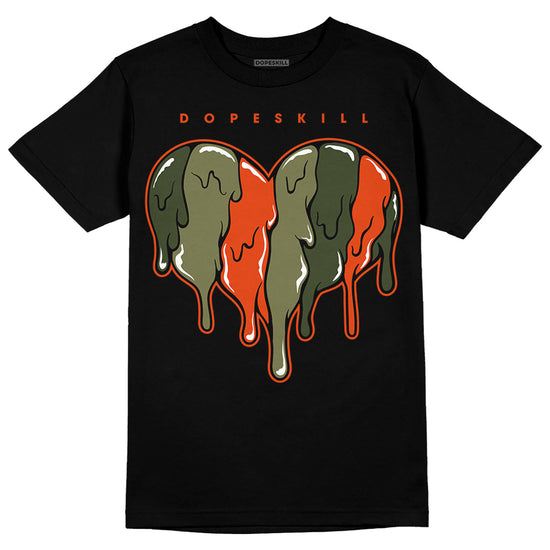 Olive Sneakers DopeSkill T-Shirt Slime Drip Heart Graphic Streetwear - Black