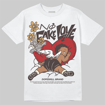 Jordan 5 “Earth/Metallic Gold” DopeSkill T-Shirt No Fake Love Garaphic Streetwear - White