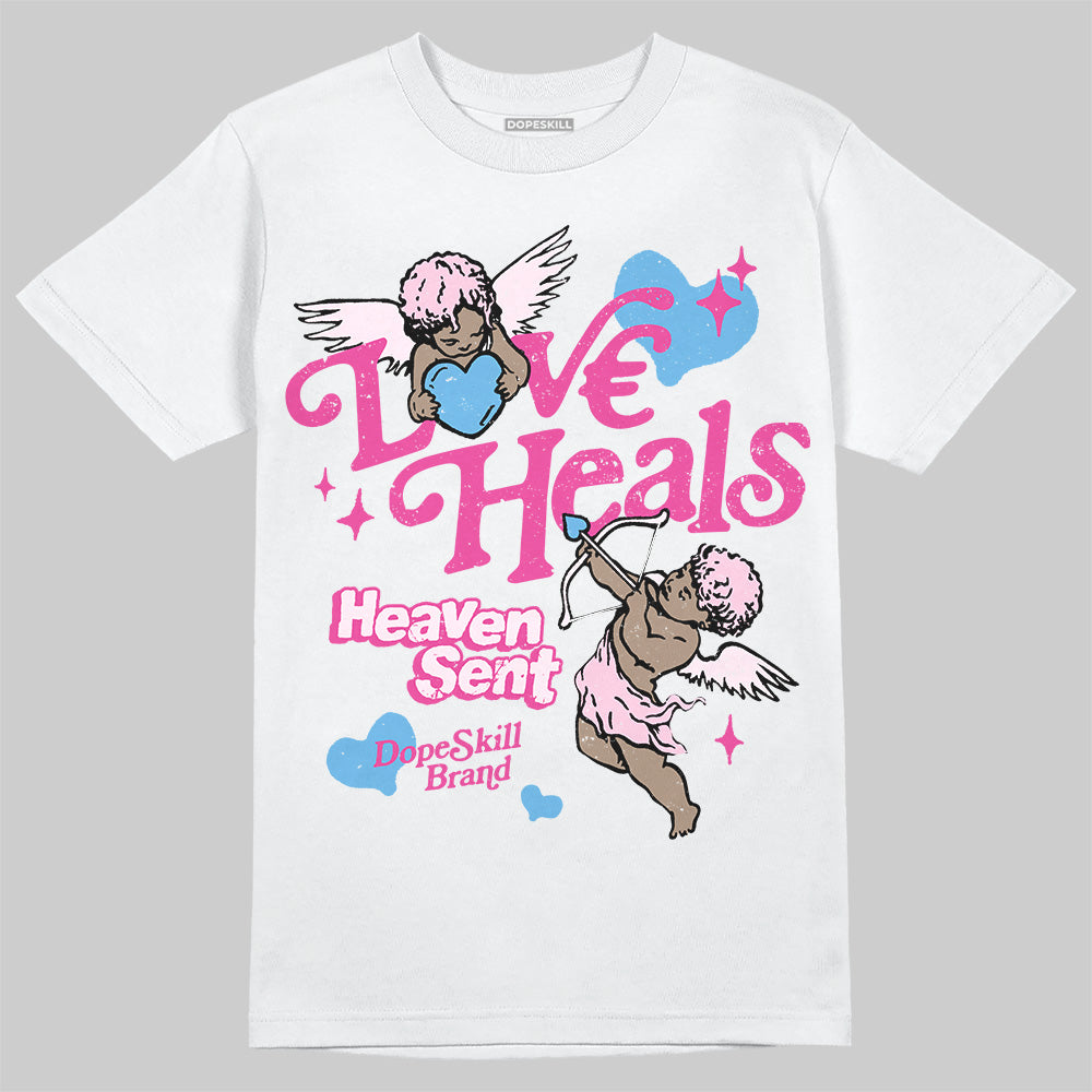 Dunk Low GS 'Triple Pink' DopeSkill T-Shirt New Love Heals Graphic Streetwear - White