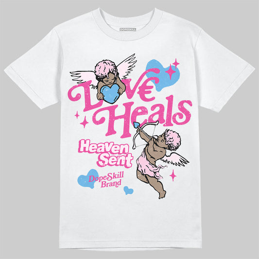 Dunk Low GS 'Triple Pink' DopeSkill T-Shirt New Love Heals Graphic Streetwear - White