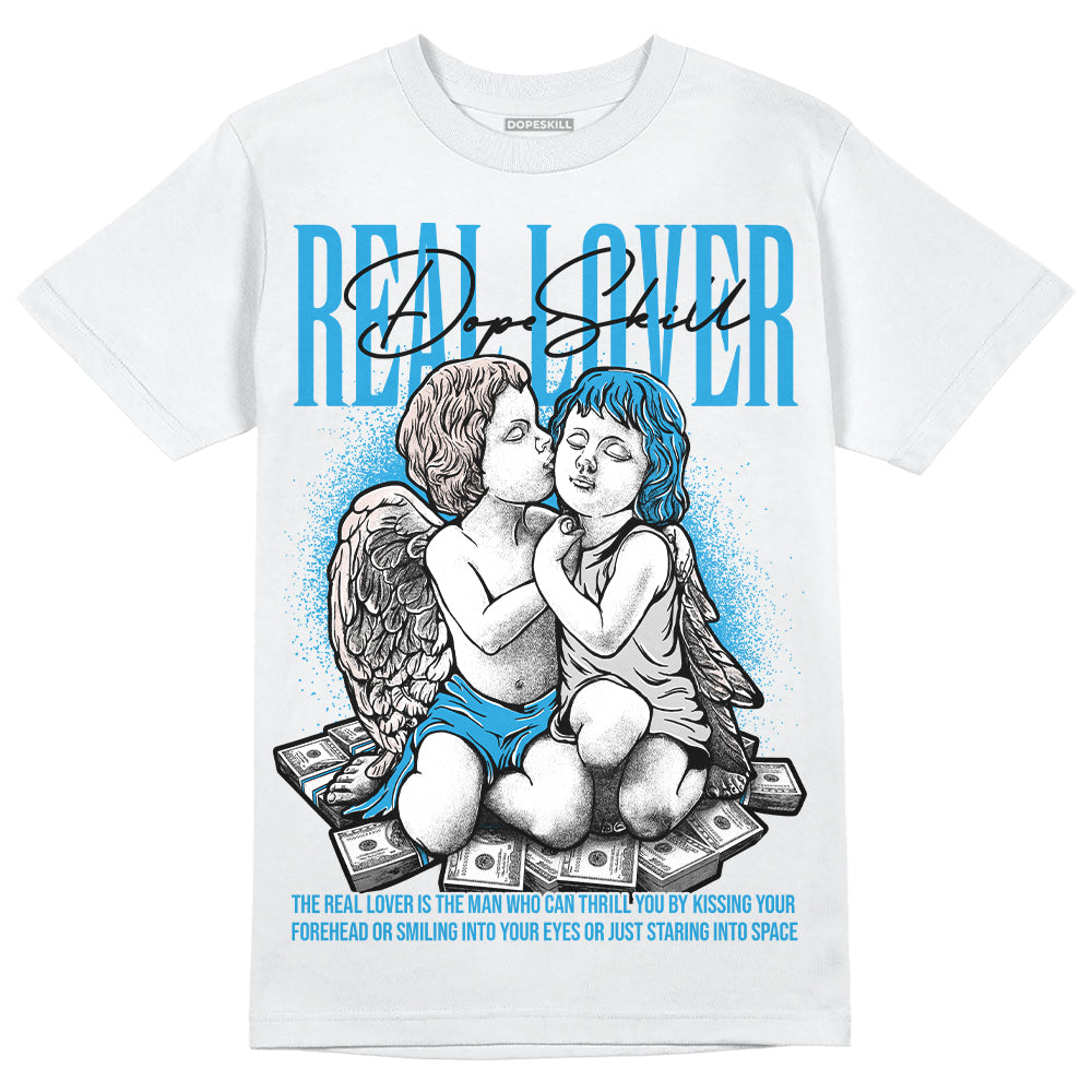 Jordan 4 Retro Military Blue DopeSkill T-Shirt Real Lover Graphic Streetwear - WHite