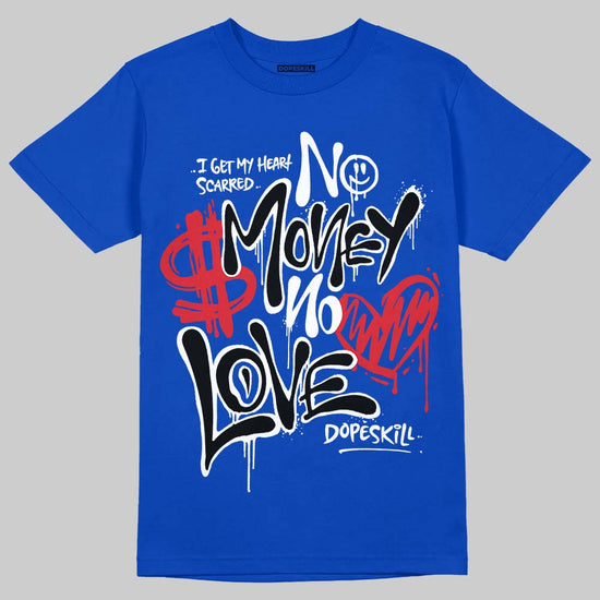 Jordan 12 “Blueberry” DopeSkill Royal T-shirt No Money No Love Typo Graphic Streetwear