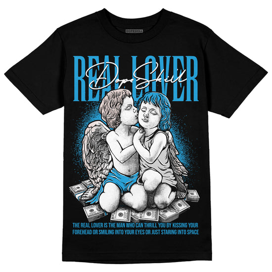 Jordan 4 Retro Military Blue DopeSkill T-Shirt Real Lover Graphic Streetwear - Black