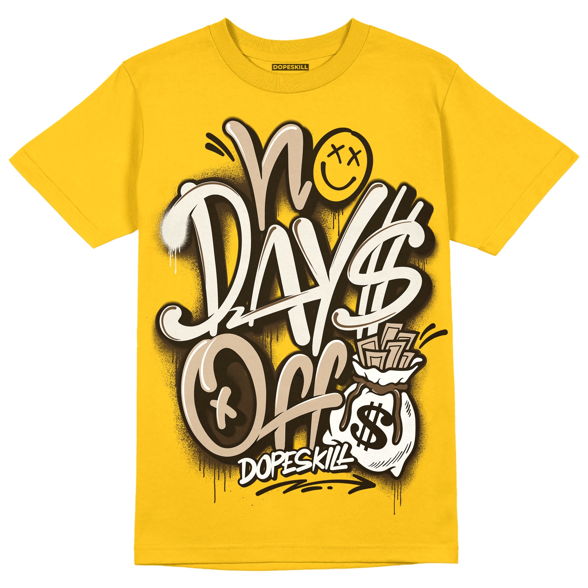 Yellow Sneakers DopeSkill Gold T-shirt No Days Off Graphic Streetwear