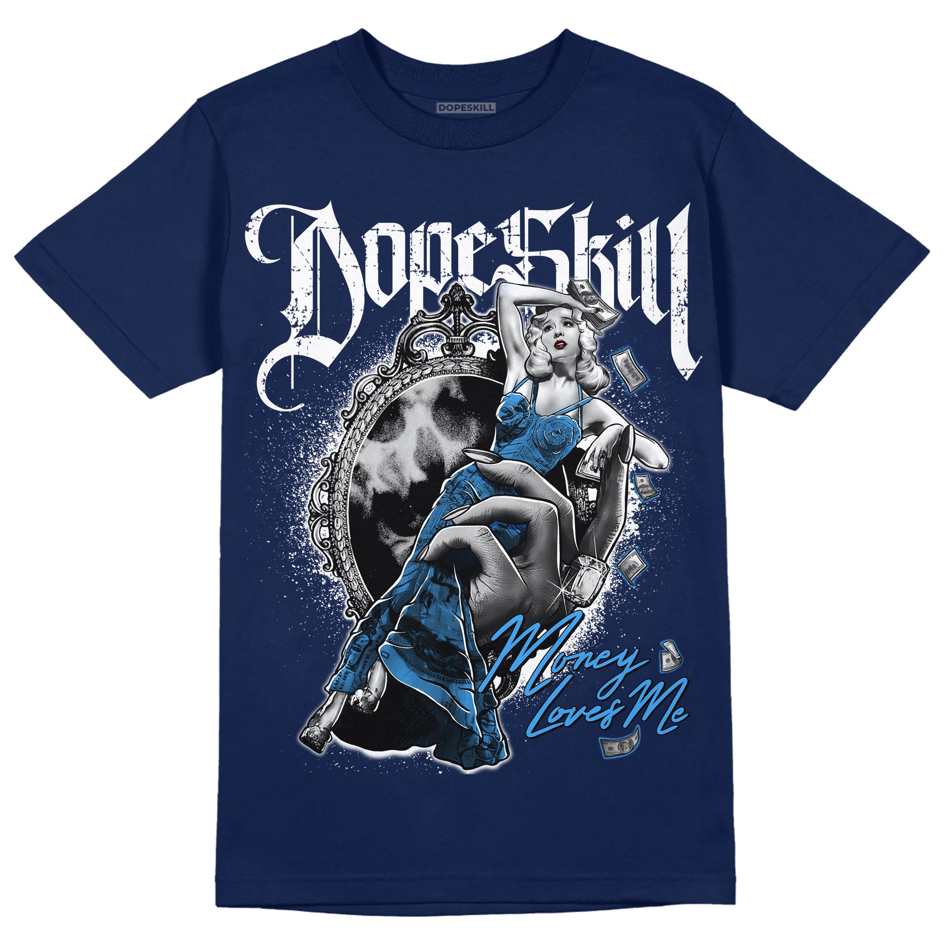 Jordan 3 "Midnight Navy" DopeSkill Navy T-shirt Money Loves Me Graphic Streetwear