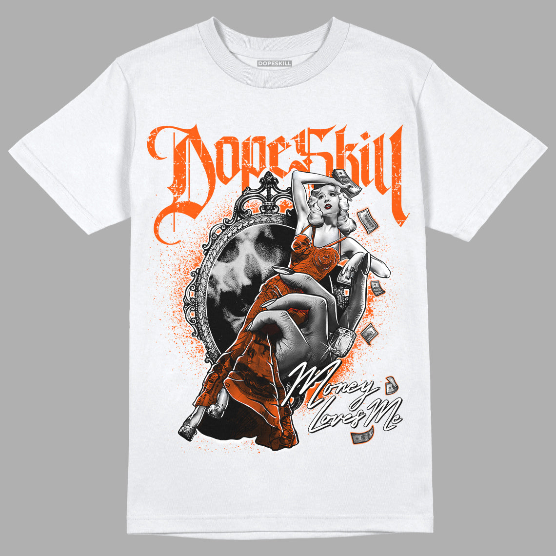 MSCHF Super Normal 2 Orange Milk DopeSkill T-Shirt Money Loves Me Graphic Streetwear - White 