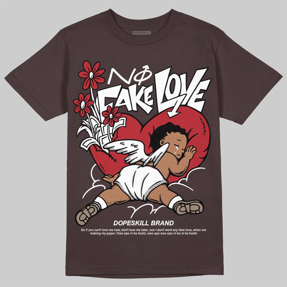 SoleFly x Air Jordan 12 Retro SP 'Cafecito/Baroque Brown' DopeSkill T-Shirt No Fake Love Graphic Streetwear - Dark Chocolate