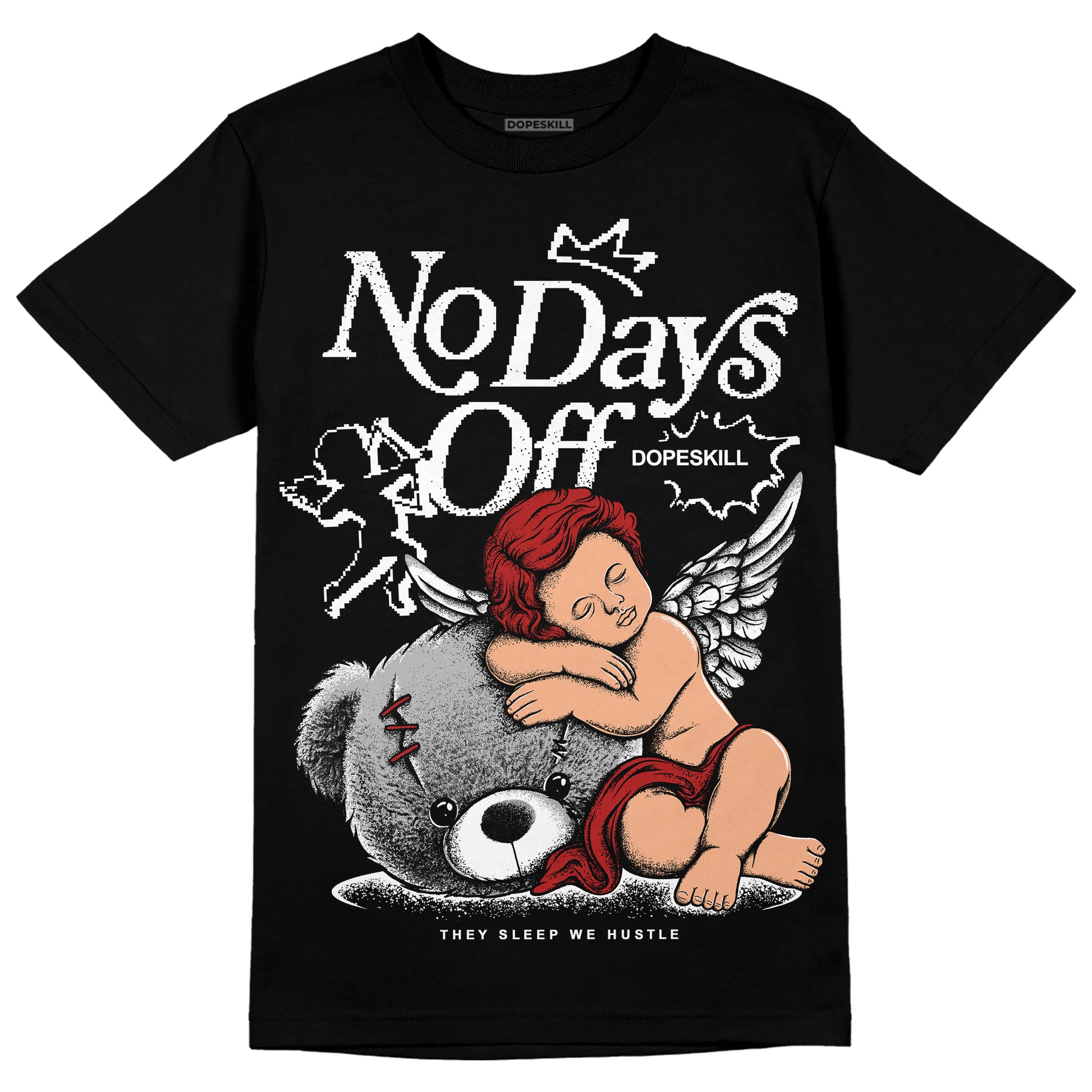 Jordan 14 "Black/White" DopeSkill T-Shirt New No Days Off Graphic Streetwear - Black 