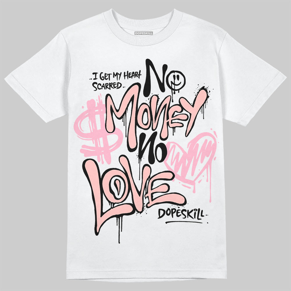 AMIRI White & Pink Stars Court Sneakers DopeSkill T-Shirt No Money No Love Typo Graphic Streetwear - White