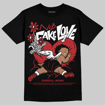 Jordan 12 Retro Flu Game (2025) DopeSkill T-Shirt No Fake Love Graphic Streetwear - Black