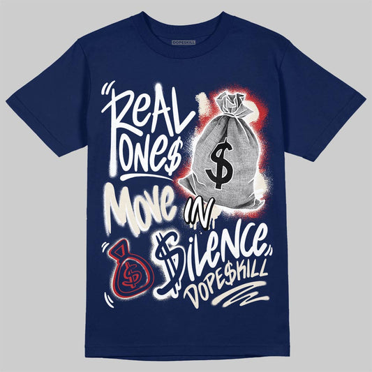 Jordan 11 “Rare Air” DopeSkill T-Shirt Real Ones Move In Silence Graphic Streetwear - Navy