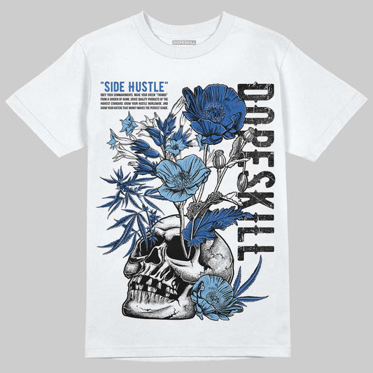 Air Foamposite One “International Blue” DopeSkill T-Shirt Side Hustle Graphic Streetwear - White