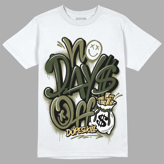 Jordan 4 Retro SE Craft Medium Olive DopeSkill T-Shirt No Days Off Graphic Streetwear - White