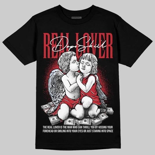 Jordan 5 Retro Fire Red Black Tongue (2025) DopeSkill T-Shirt Real Lover Graphic Streetwear - Black