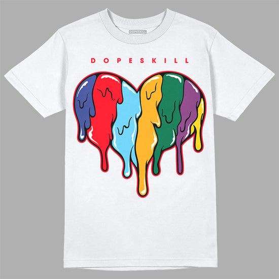 Jordan 1 Mid GS 'Six Championships' DopeSkill T-Shirt Slime Drip Heart Graphic Streetwear - White