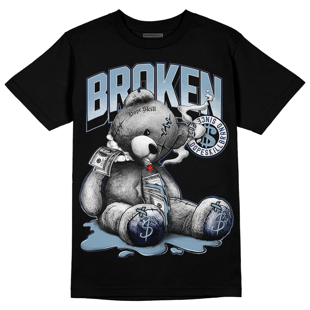 Jordan 1 Mid Diffused Blue DopeSkill T-Shirt Sick Bear Graphic Streetwear - Black