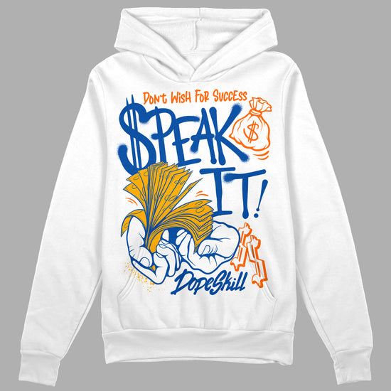 Dunk Blue Jay and University Gold DopeSkill Hoodie Sweatshirt Speak It Graphic Streetwear - White