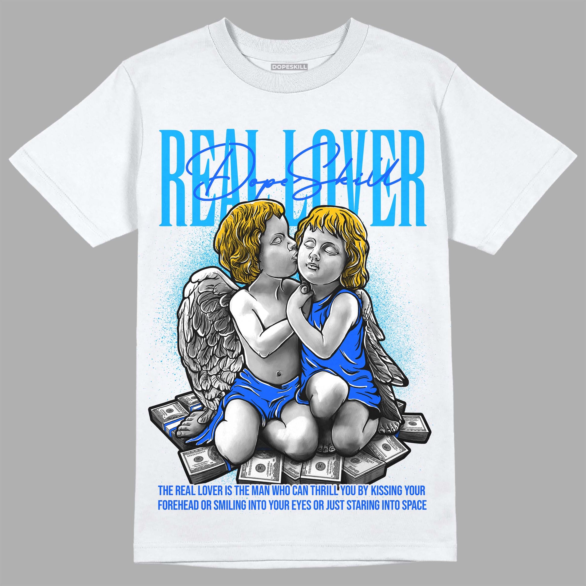 Royal Blue Sneakers DopeSkill T-Shirt Real Lover Graphic Streetwear - White