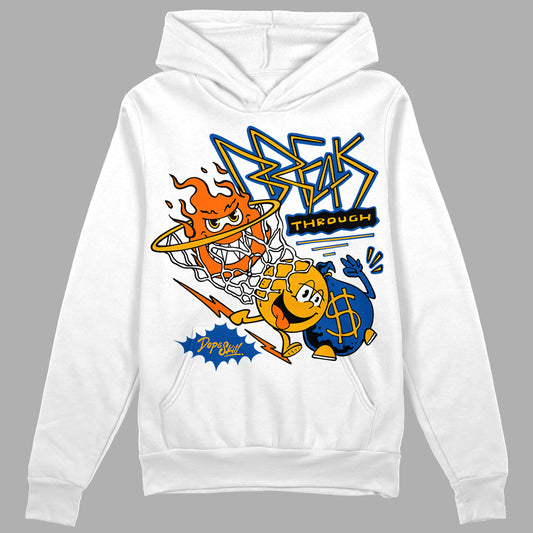 Dunk Blue Jay and University Gold DopeSkill Hoodie Sweatshirt Break Through Graphic Streetwear - White