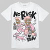 AMIRI White & Pink Stars Court Sneakers DopeSkill T-Shirt No Risk No Story Graphic Streetwear - White