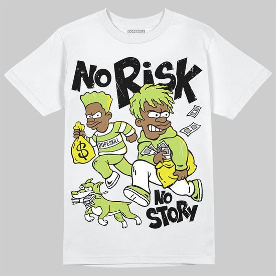 Jordan 13 Retro Bright Cactus DopeSkill T-Shirt No Risk No Story Graphic Streetwear - White