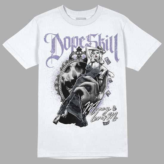 Jordan 5 Retro Low Indigo Haze DopeSkill T-Shirt Money Loves Me Graphic Streetwear  - White 