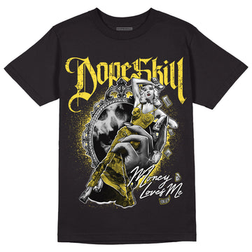 Jordan 11 Low 'Yellow Snakeskin' DopeSkill T-Shirt Money Loves Me Graphic Streetwear - Black