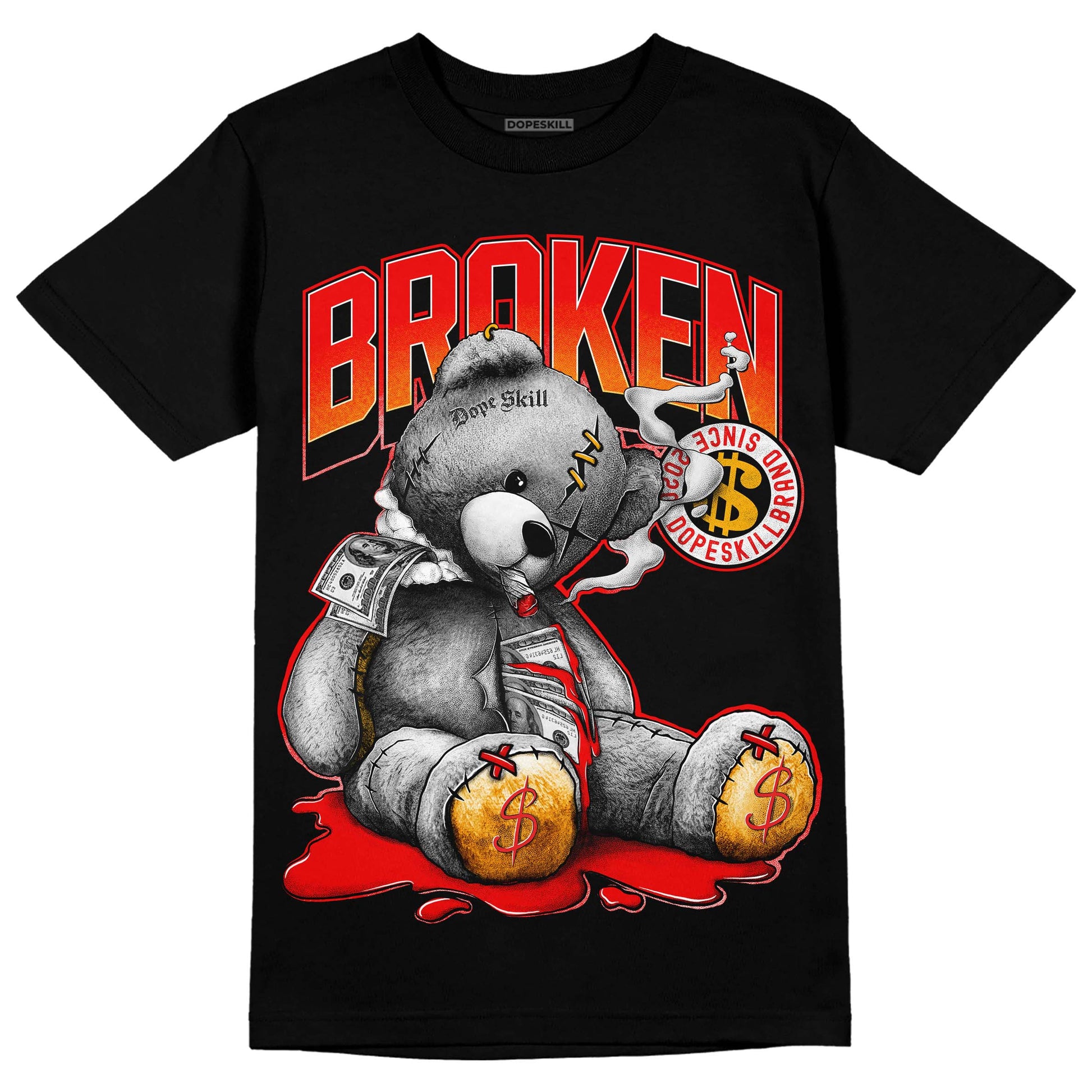 Red Sneakers DopeSkill T-Shirt Sick Bear Graphic Streetwear - Black