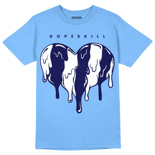 Jordan 9 Powder Blue DopeSkill Tropical Blue T-shirt Slime Drip Heart Graphic Streetwear