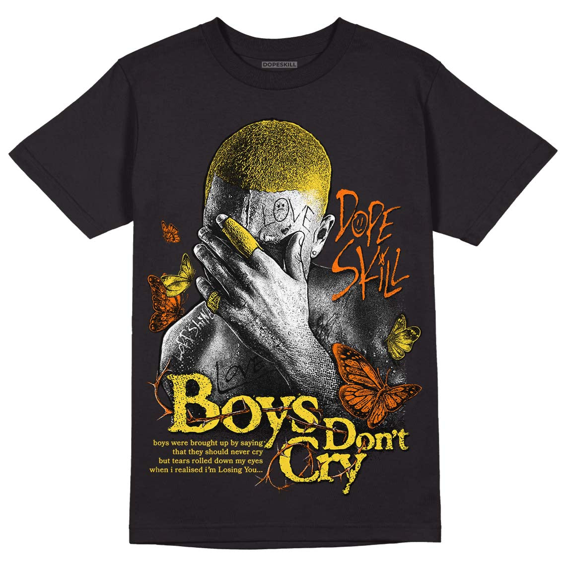 Jordan 4 Thunder DopeSkill T-Shirt Boys Don't Cry Graphic Streetwear - Black