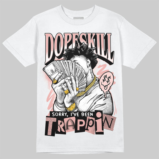 Lanvin Leather Curb Glitter Pale Pink DopeSkill T-Shirt Sorry I've Been Trappin Graphic Streetwear  - White