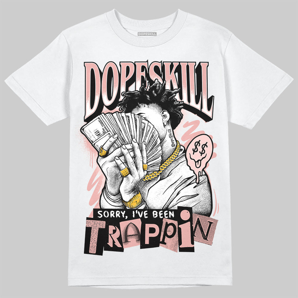 Lanvin Leather Curb Glitter Pale Pink DopeSkill T-Shirt Sorry I've Been Trappin Graphic Streetwear  - White