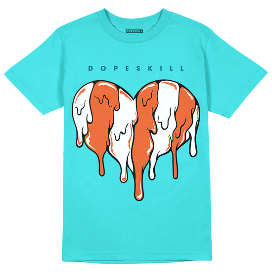 Dunk Low “Miami Dolphins” DopeSkill Tahiti Blue T-shirt Slime Drip Heart Graphic Streetwear 