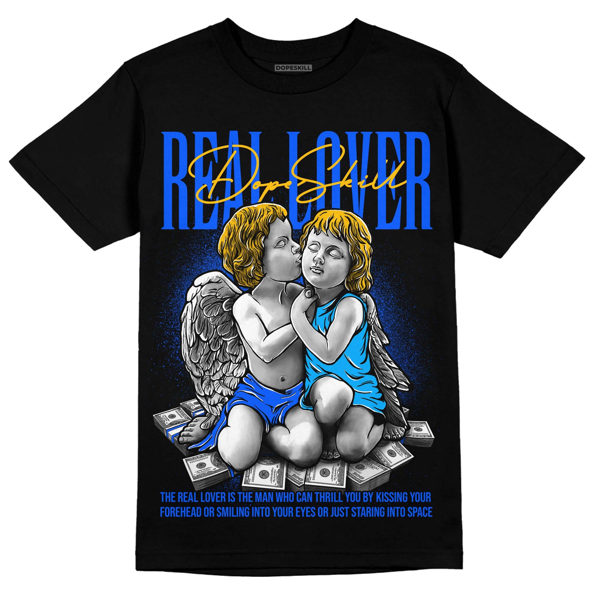 Royal Blue Sneakers DopeSkill T-Shirt Real Lover Graphic Streetwear - Black