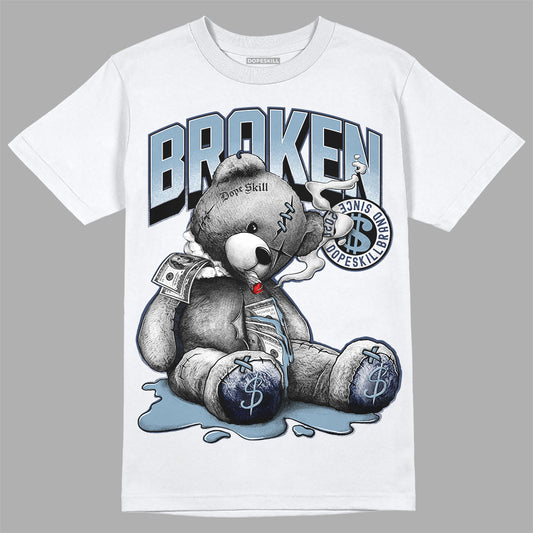 Jordan 1 Mid Diffused Blue DopeSkill T-Shirt Sick Bear Graphic Streetwear - White 